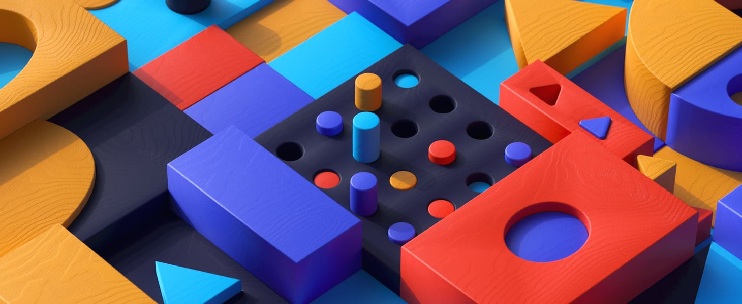 detail of a modern wooden puzzle